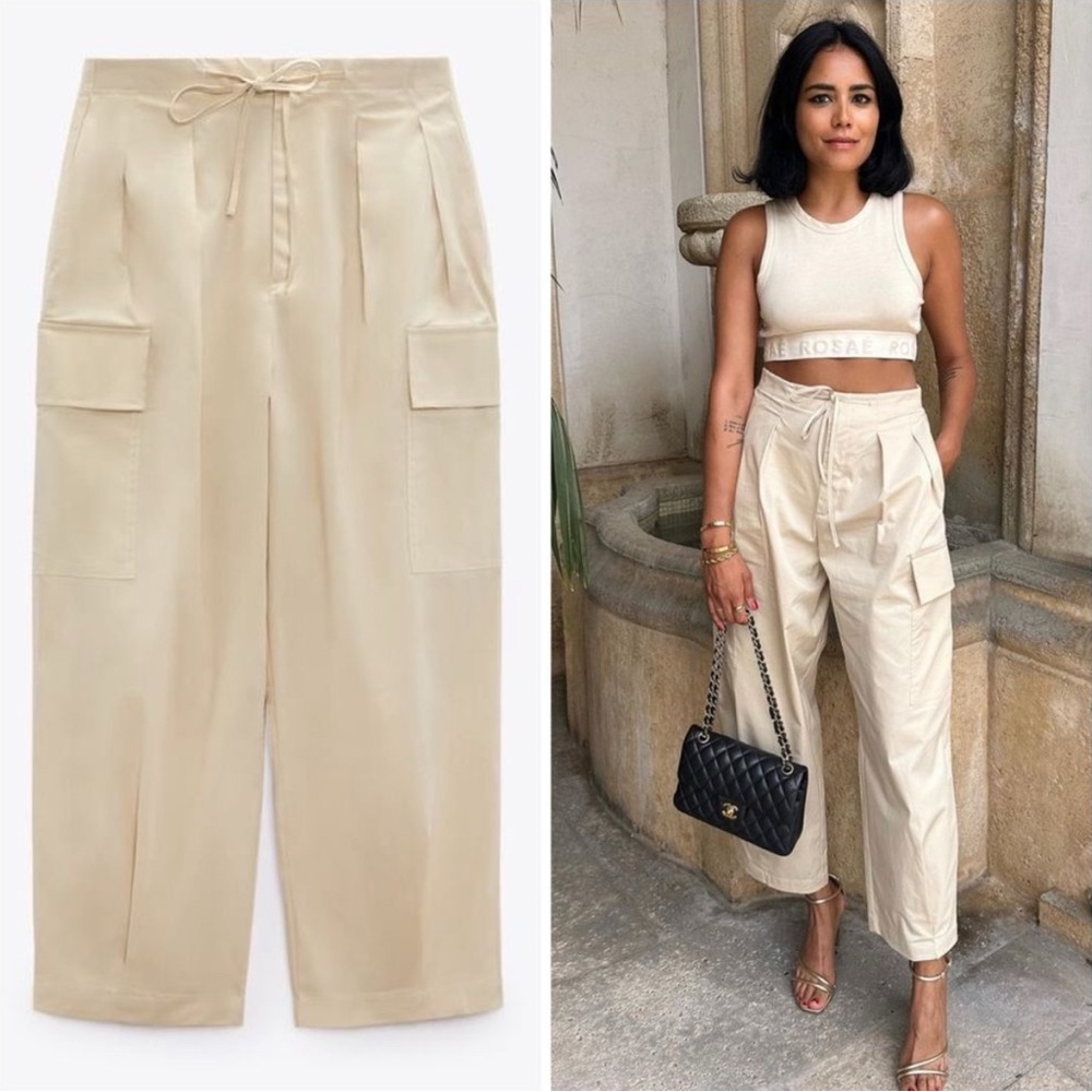 Zara Tied Cargo Pants New
